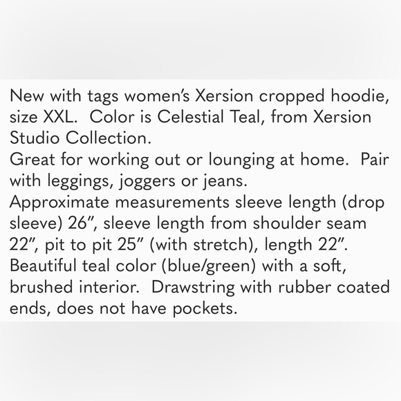 NWT Xersion Cropped Women’s Hoodie Size XXL - Picture 12 of 12